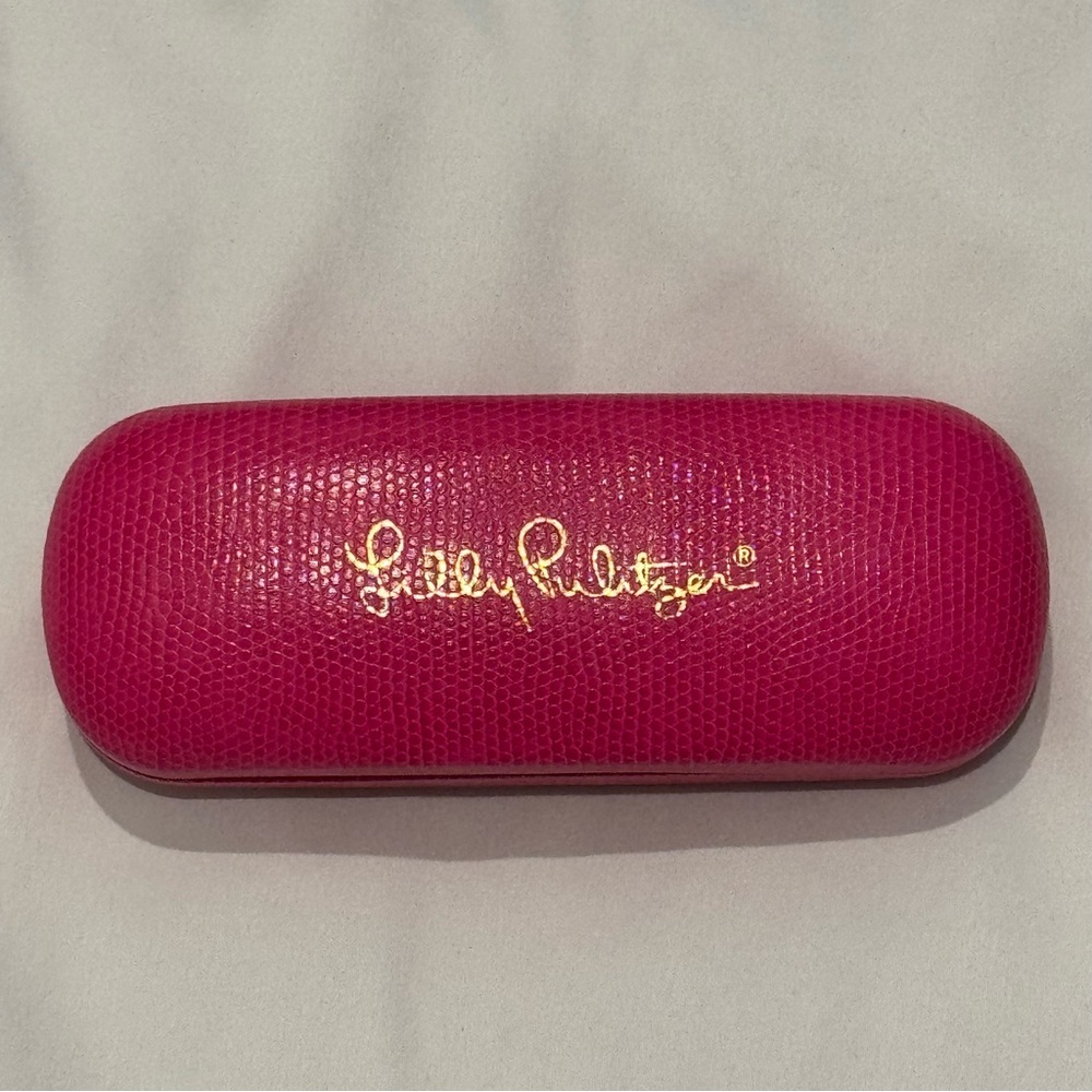 Lilly Pulitzer Fuchsia Glasses Case with Gold Logo